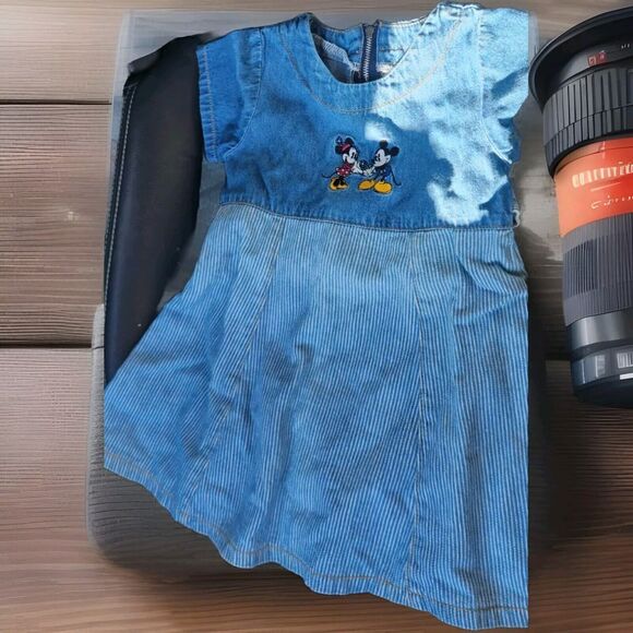 Vintage 1990 DISNEY Minnie Mickey Girls Dress Size 2T Disney Wear Made in US EUC - Picture 1 of 4